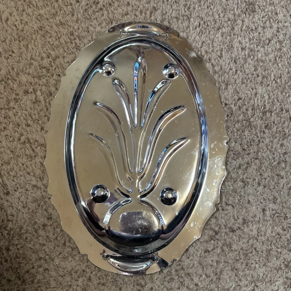 ANTIQUE ART DECO CHROM BAKELITE PLATTER/SERVING PIECE MARKED CHROMIUM 13